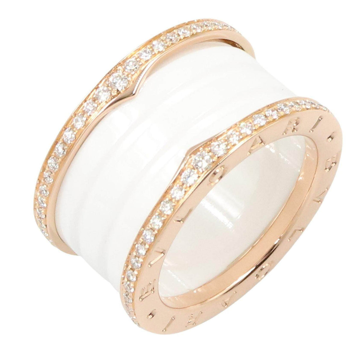 Bulgari B-zero1 Ceramic 18K Rose Gold Diamond Ring – side view