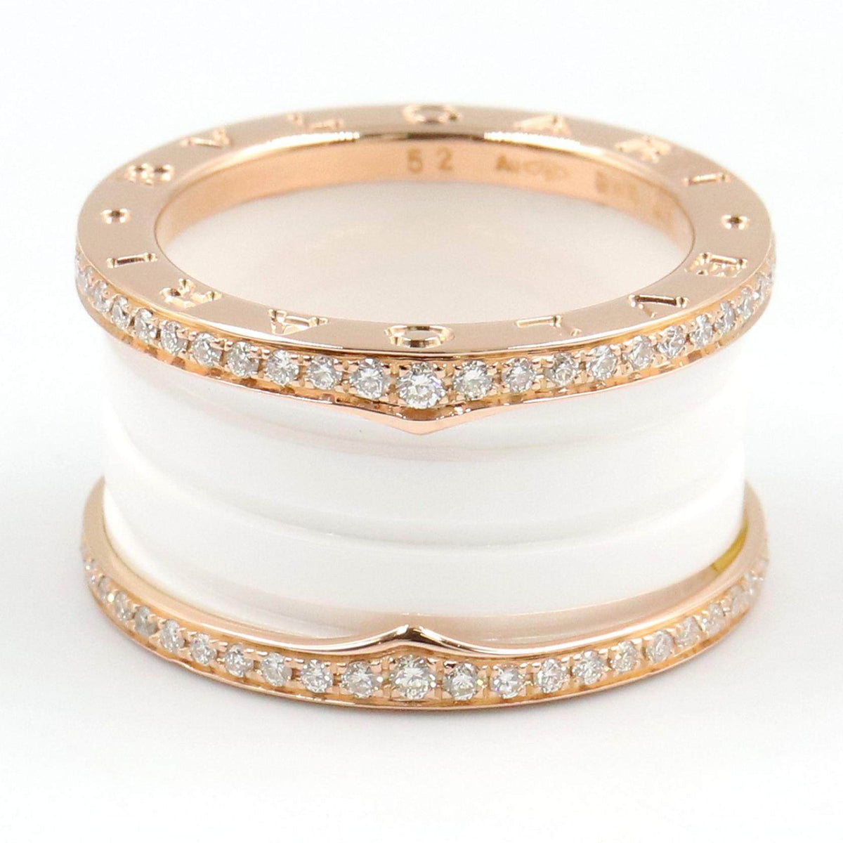 Bulgari B-zero1 Ceramic 18K Rose Gold Diamond Ring – inside band