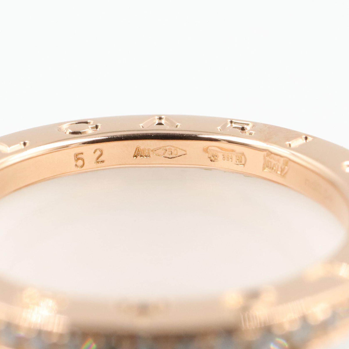 Bulgari B-zero1 Ceramic 18K Rose Gold Diamond Ring – close-up