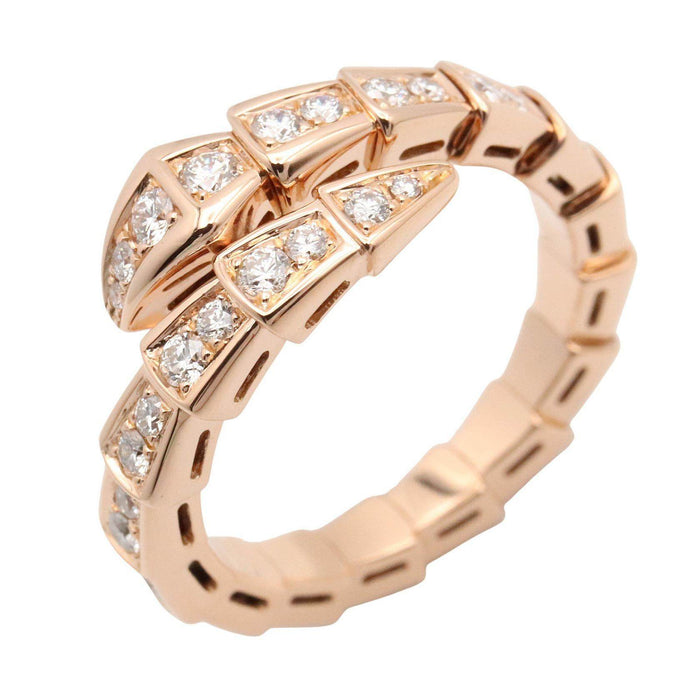 Bulgari Serpenti Viper 18K Rose Gold Diamond Ring – front view