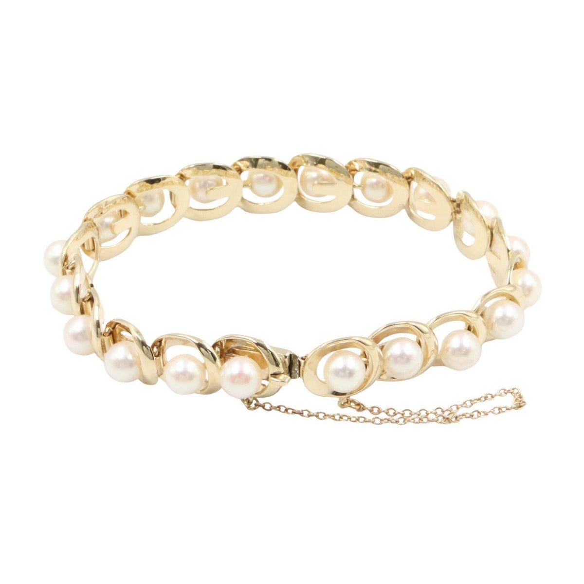 Mikimoto 14K Yellow Gold Pearl Bracelet – detail view