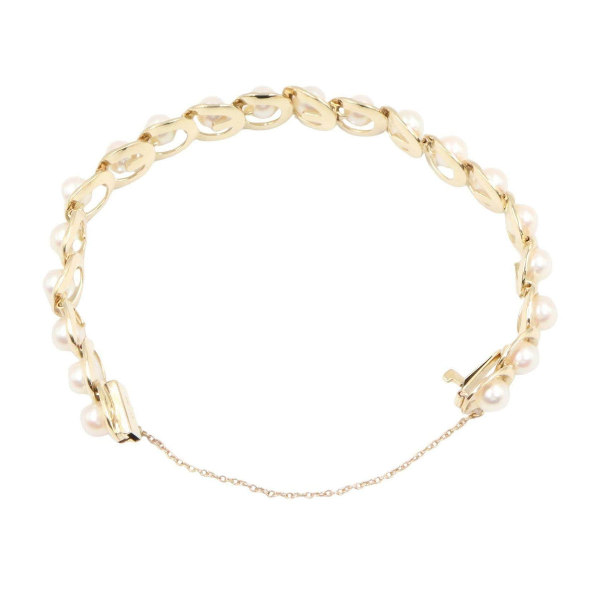 Mikimoto 14K Yellow Gold Pearl Bracelet – clasp detail