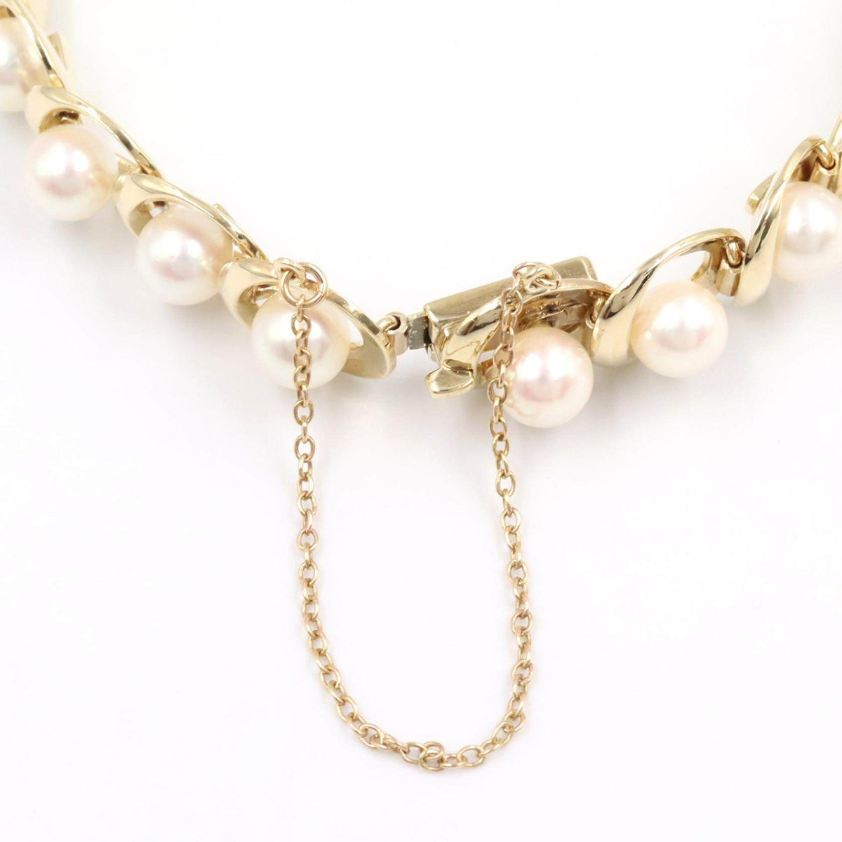Mikimoto 14K Yellow Gold Pearl Bracelet – on the wrist