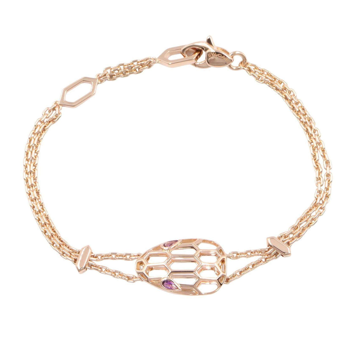 Bulgari Serpenti 18K Rose Gold Amethyst Bracelet – front view
