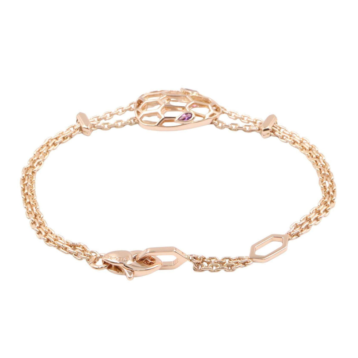 Bulgari Serpenti 18K Rose Gold Amethyst Bracelet – detail view