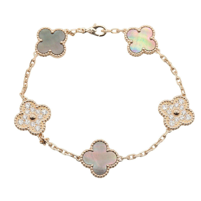 Van Cleef & Arpels Vintage Alhambra 18K Rose Gold Diamond Bracelet – front view