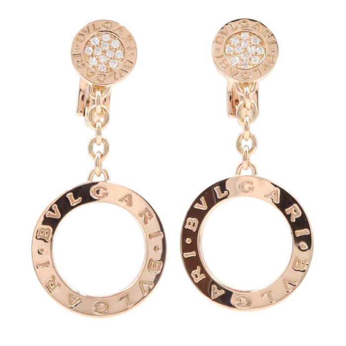 Bulgari BVLGARI BVLGARI Pavé 18K Rose Gold Diamond Earrings – front view