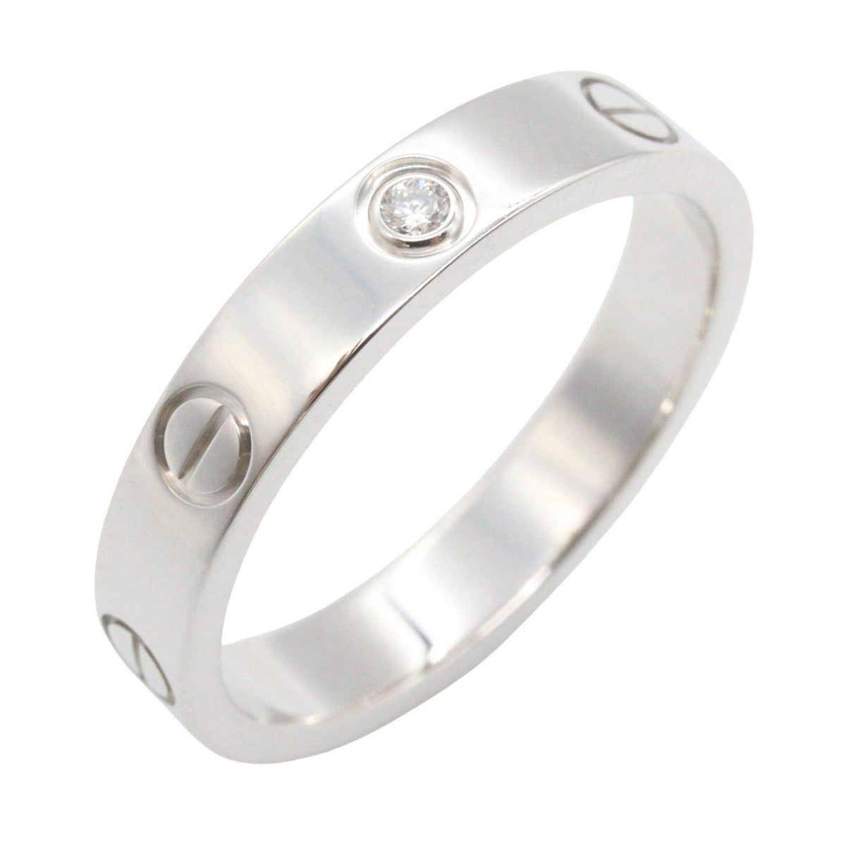 Cartier Mini Love 18K White Gold Diamond Ring – front view