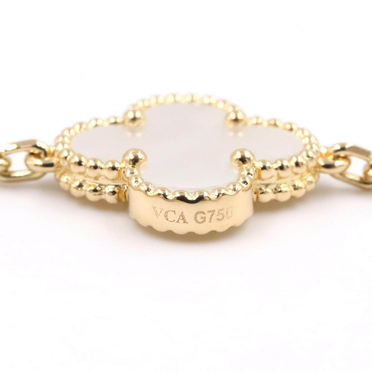 Van Cleef & Arpels Vintage Alhambra 18K Yellow Gold Mother of Pearl Bracelet – side view