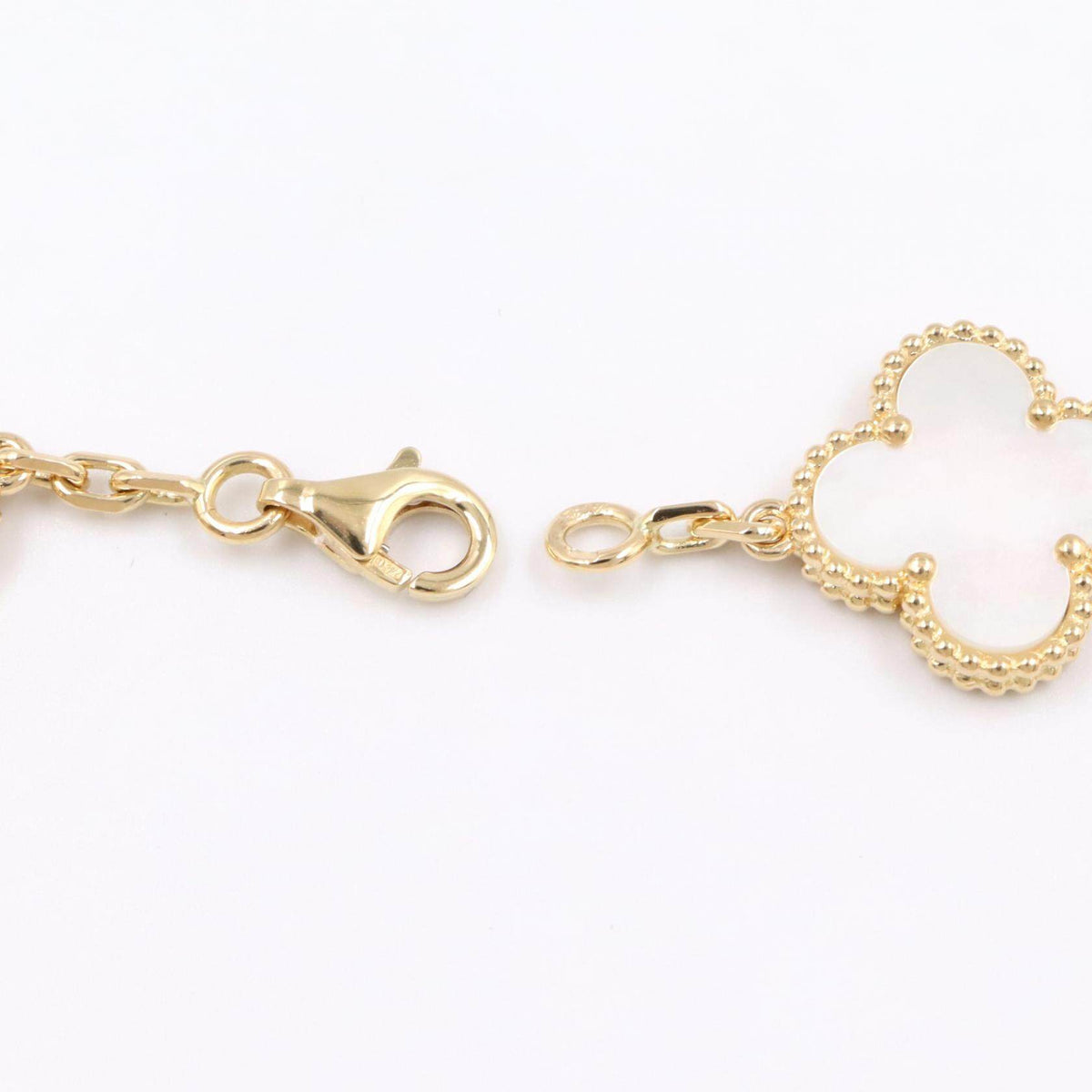 Van Cleef & Arpels Vintage Alhambra 18K Yellow Gold Mother of Pearl Bracelet – on the wrist