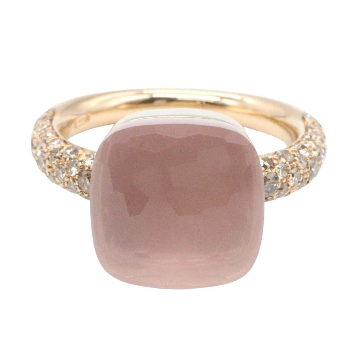 Pomellato Nudo Maxi Rose Quartz 18K Rose Gold Diamond Ring – side view
