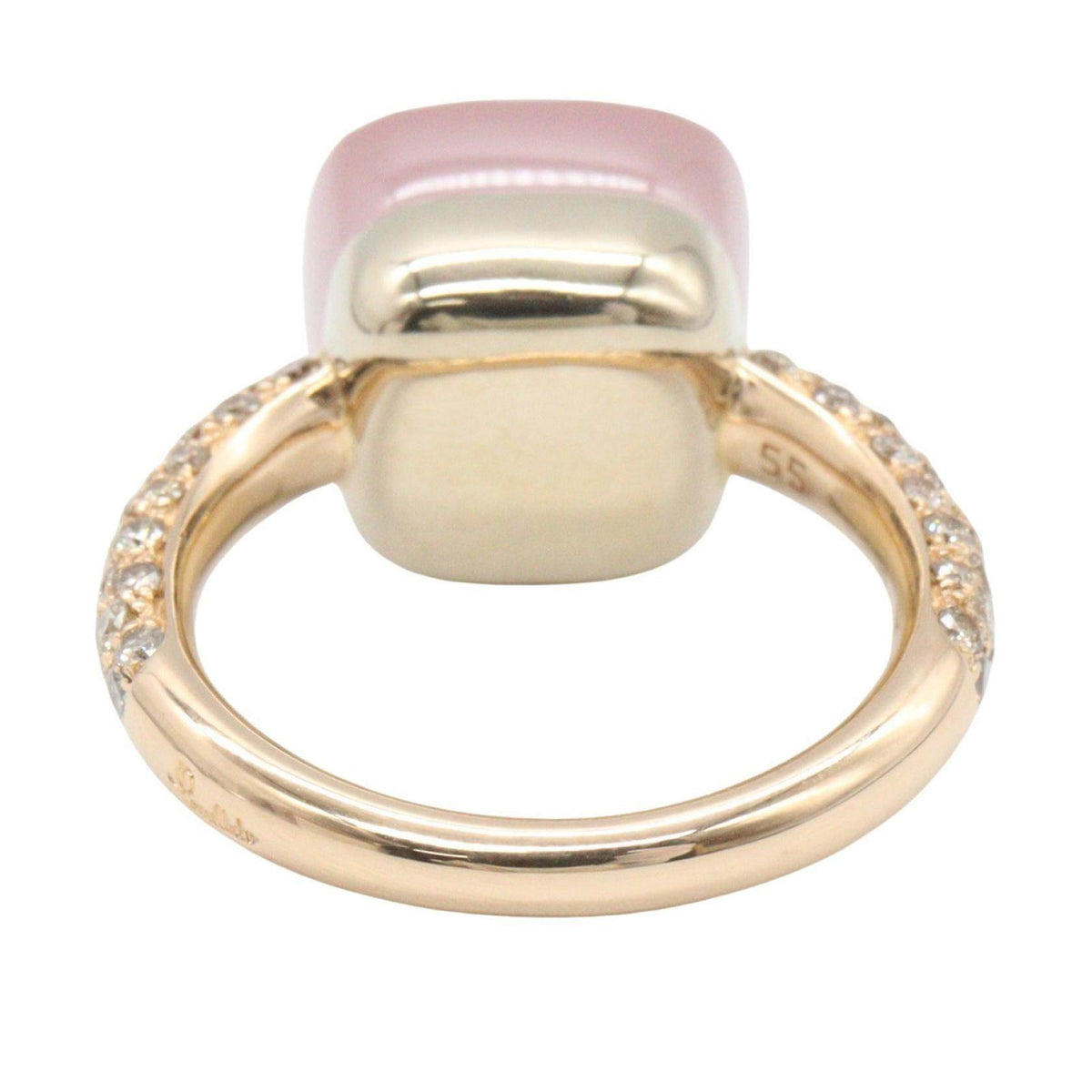 Pomellato Nudo Maxi Rose Quartz 18K Rose Gold Diamond Ring – top view