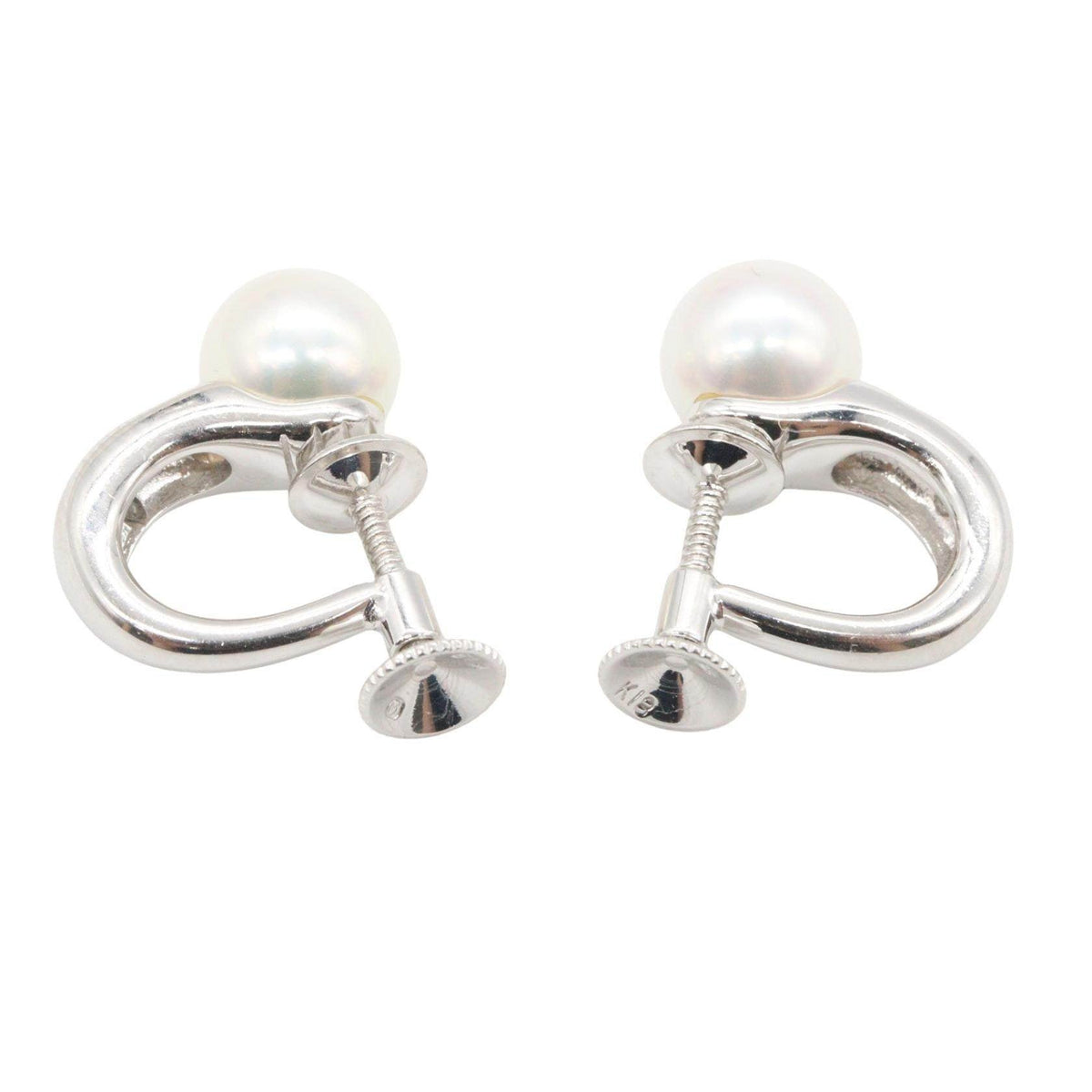 Mikimoto 18K White Gold Pearl Clip-On Earrings – detail view