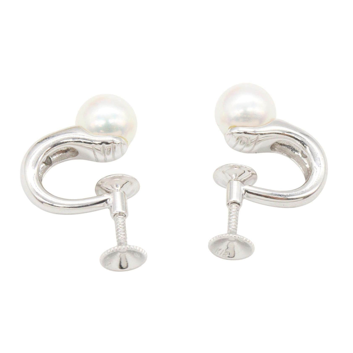 Mikimoto 18K White Gold Pearl Clip-On Earrings – side view