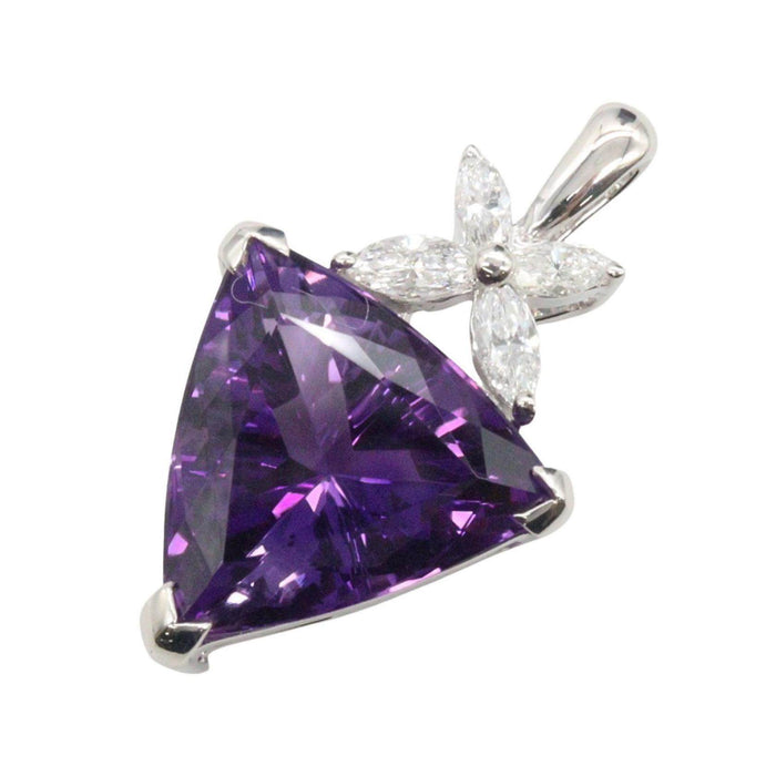 18K White Gold Amethyst Pendant – front view