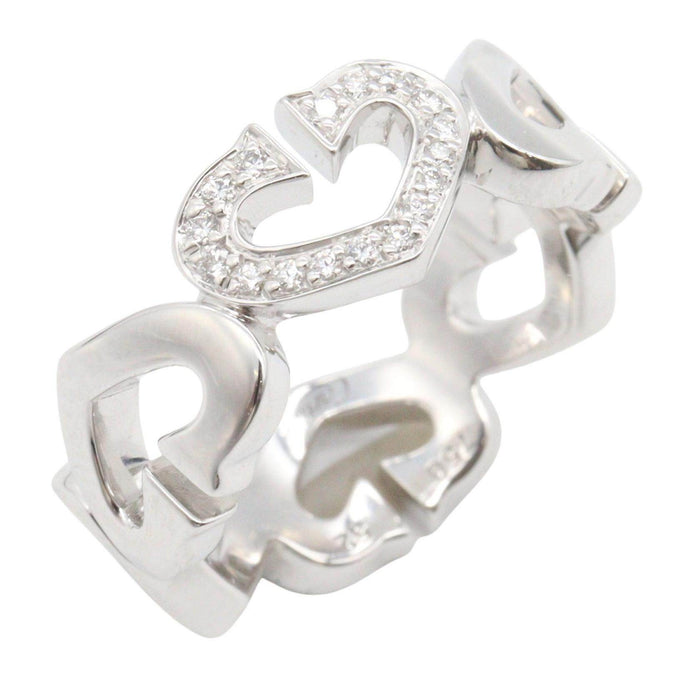 Cartier C Heart 18K White Gold Diamond Ring – front view