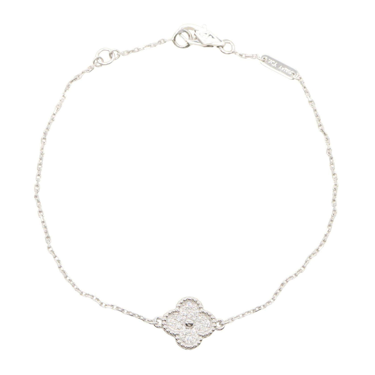 Van Cleef & Arpels Sweet Alhambra 18K White Gold Diamond Bracelet – front view