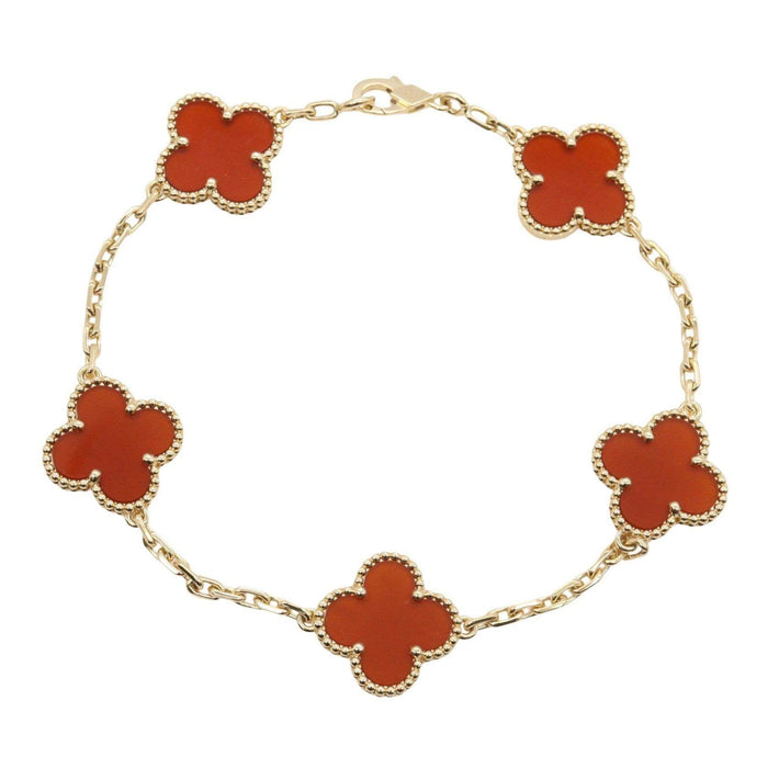 Van Cleef & Arpels Vintage Alhambra 18K Yellow Gold Carnelian Bracelet – front view