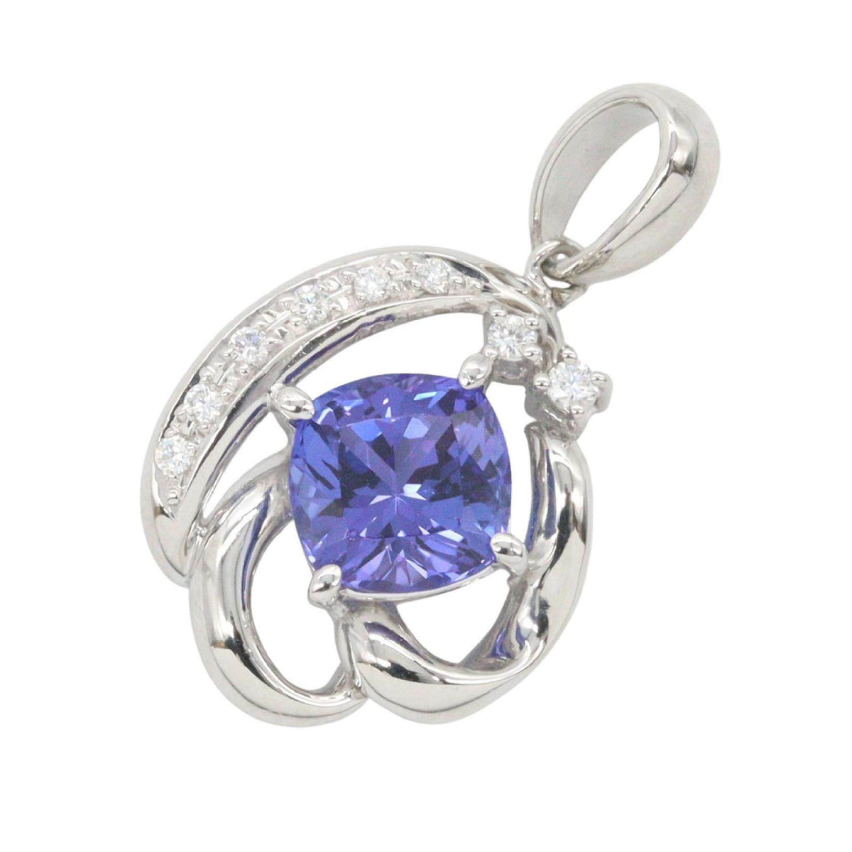 Tasaki 18K White Gold Diamond Tanzanite Pendant – front view