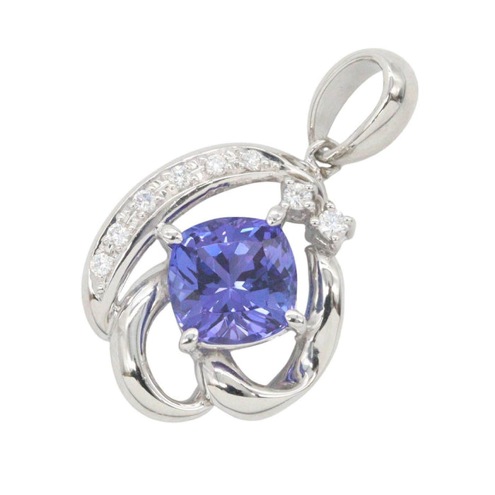Tasaki 18K White Gold Diamond Tanzanite Pendant – front view