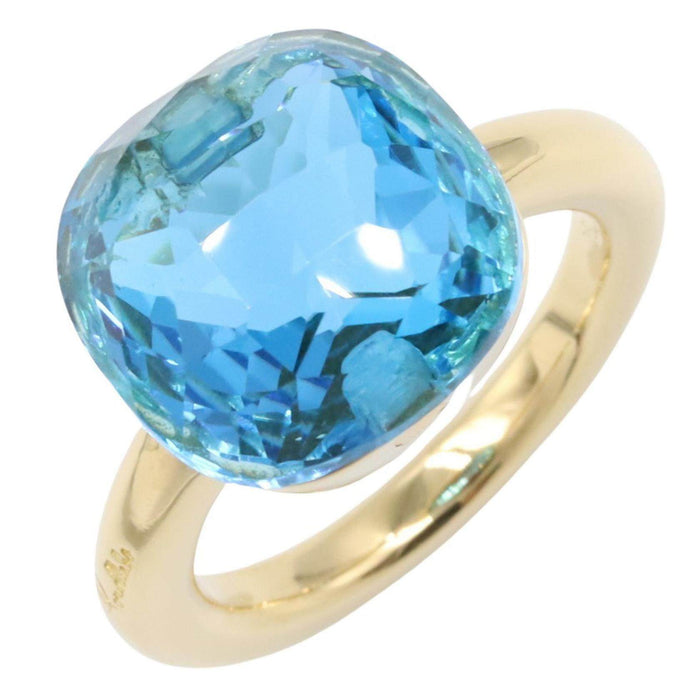 Pomellato Nudo Blue 18K Yellow Gold Topaz Ring – front view