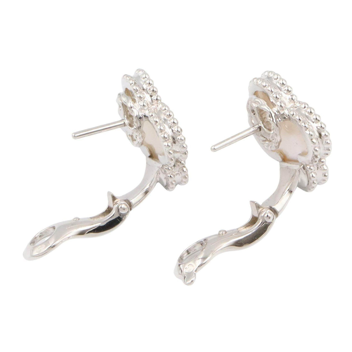 Van Cleef & Arpels Vintage Alhambra 18K White Gold Mother of Pearl Earrings – side view