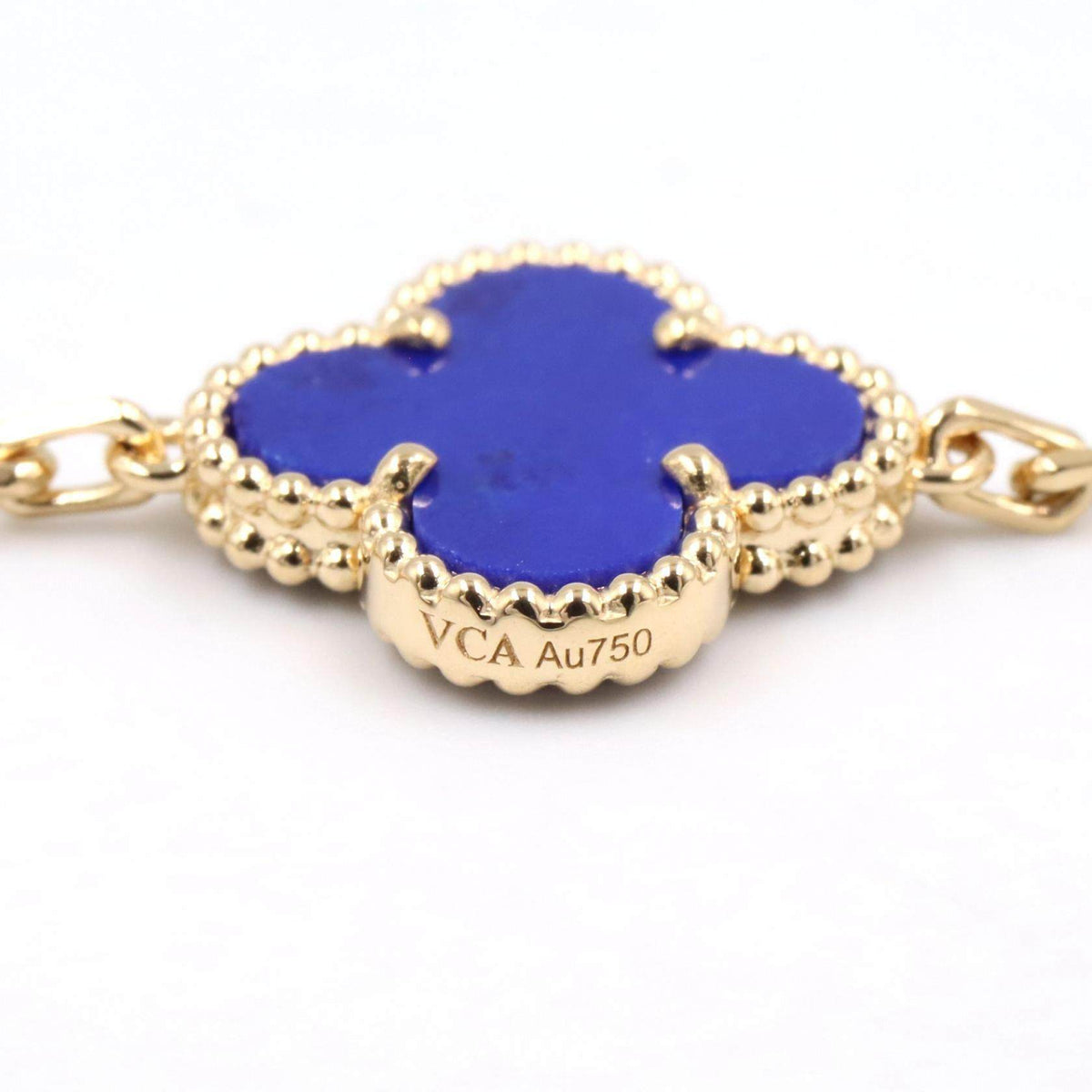 Van Cleef & Arpels Vintage Alhambra 18K Yellow Gold Lapis Lazuli Diamond Bracelet – side view