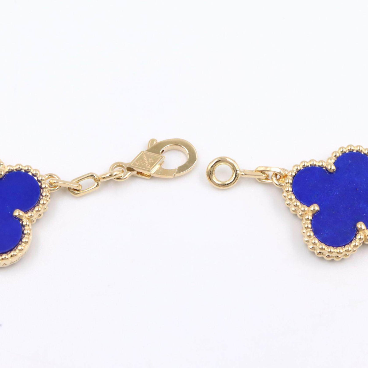 Van Cleef & Arpels Vintage Alhambra 18K Yellow Gold Lapis Lazuli Diamond Bracelet – on the wrist