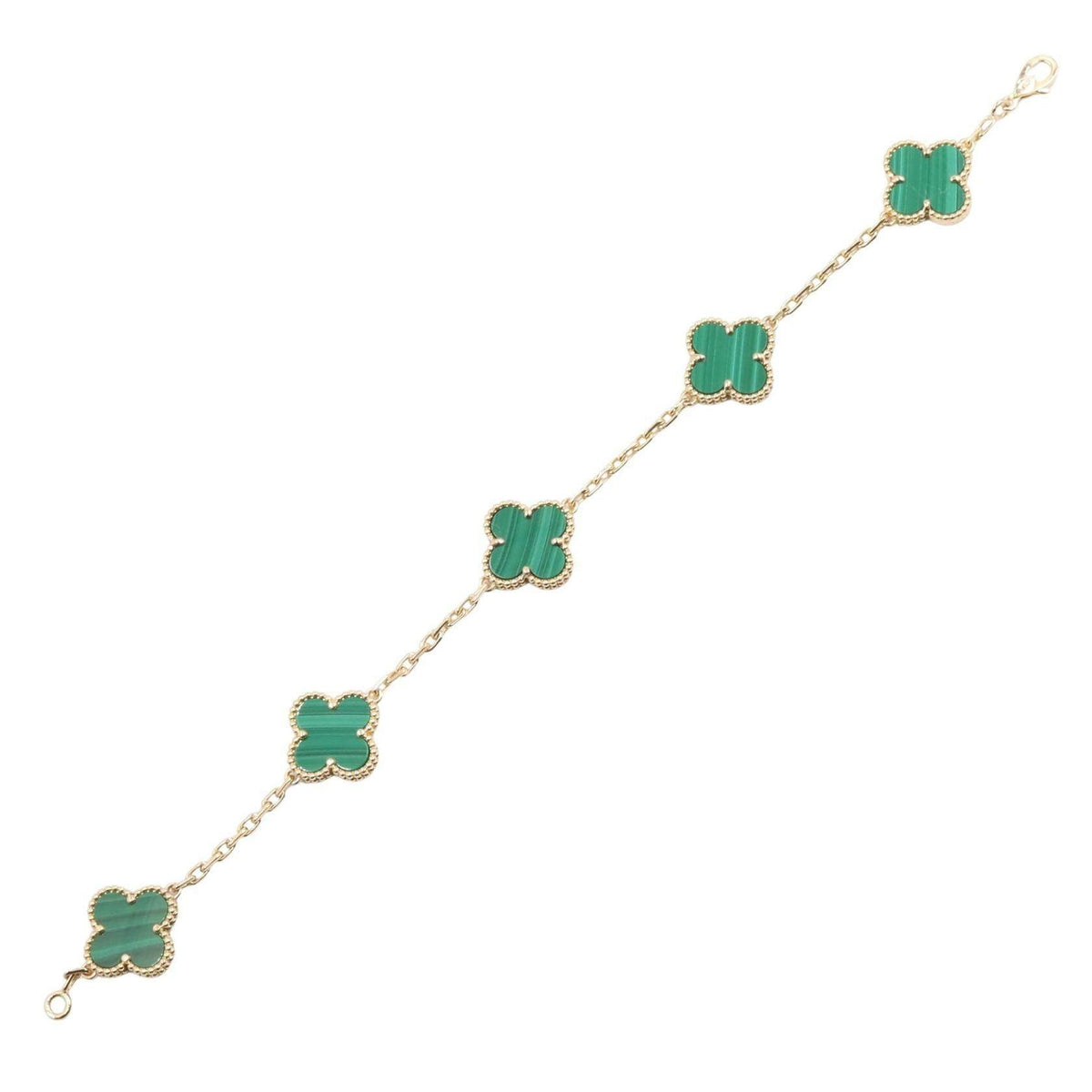Van Cleef & Arpels Vintage Alhambra 18K Yellow Gold Malachite Bracelet – clasp detail