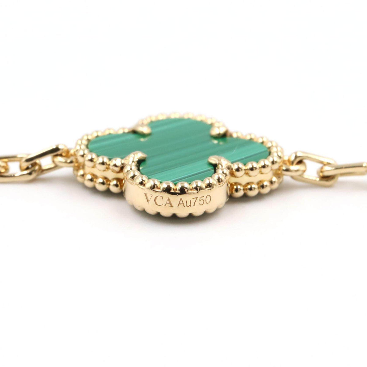 Van Cleef & Arpels Vintage Alhambra 18K Yellow Gold Malachite Bracelet – side view