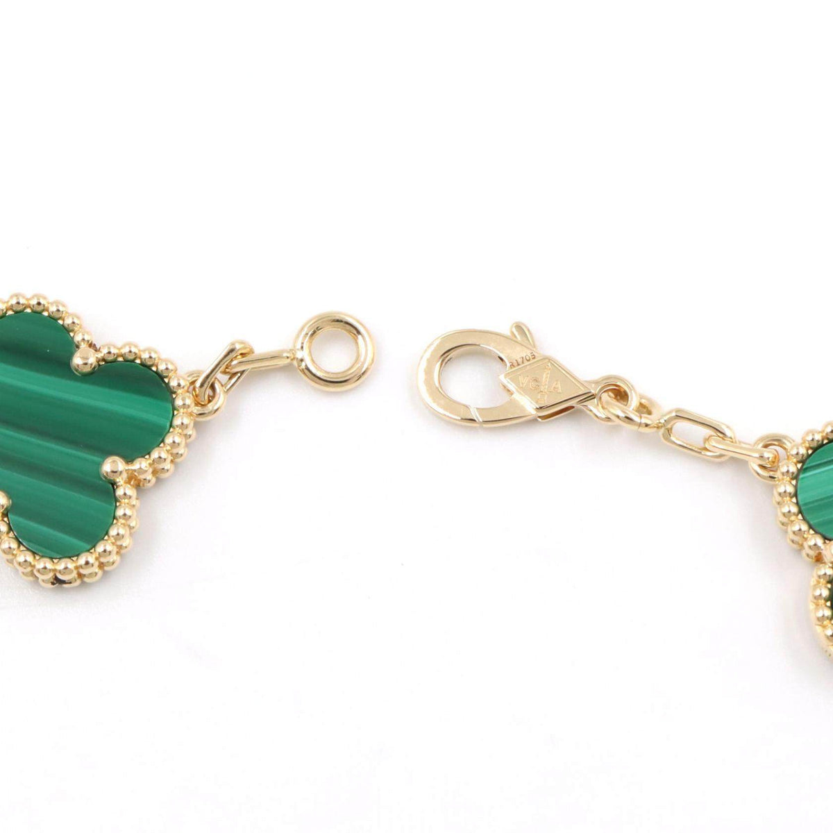 Van Cleef & Arpels Vintage Alhambra 18K Yellow Gold Malachite Bracelet – on the wrist