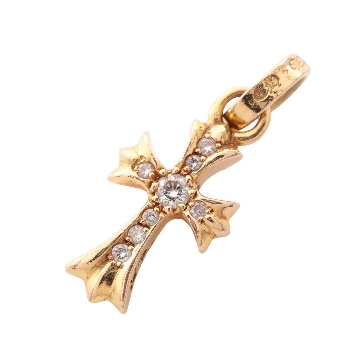 Chrome Hearts CH Cross Babyfat 22K Yellow Gold Diamond Pendant – front view