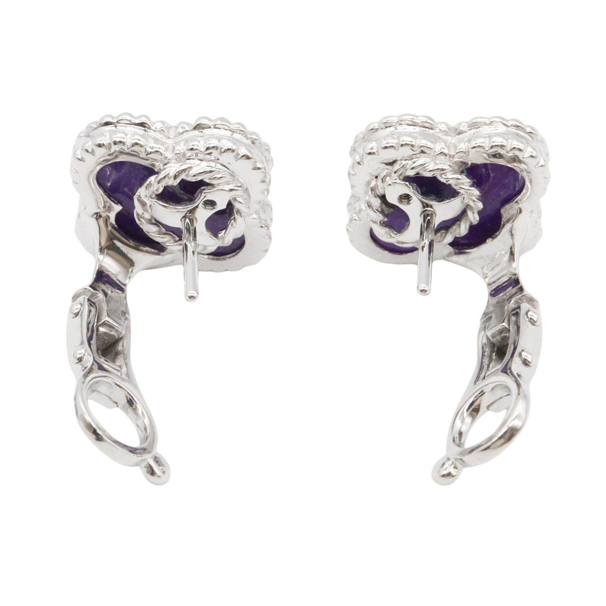 Van Cleef & Arpels Vintage Alhambra Sugilite 18K White Gold Amethyst Earrings – side view