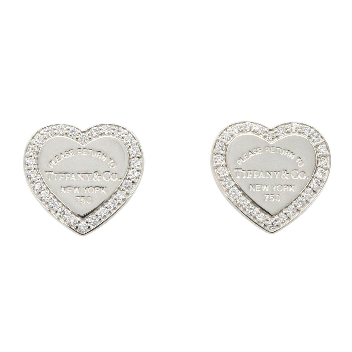 Tiffany & Co. Return To Heart 18K White Gold Diamond Earrings – front view