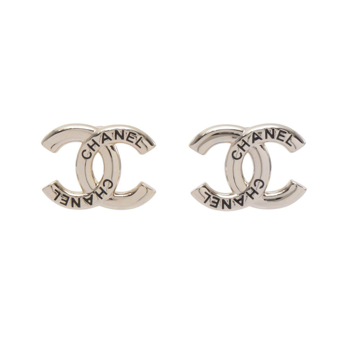 Chanel Coco Mark Logo Gold-Plated Earrings – front view