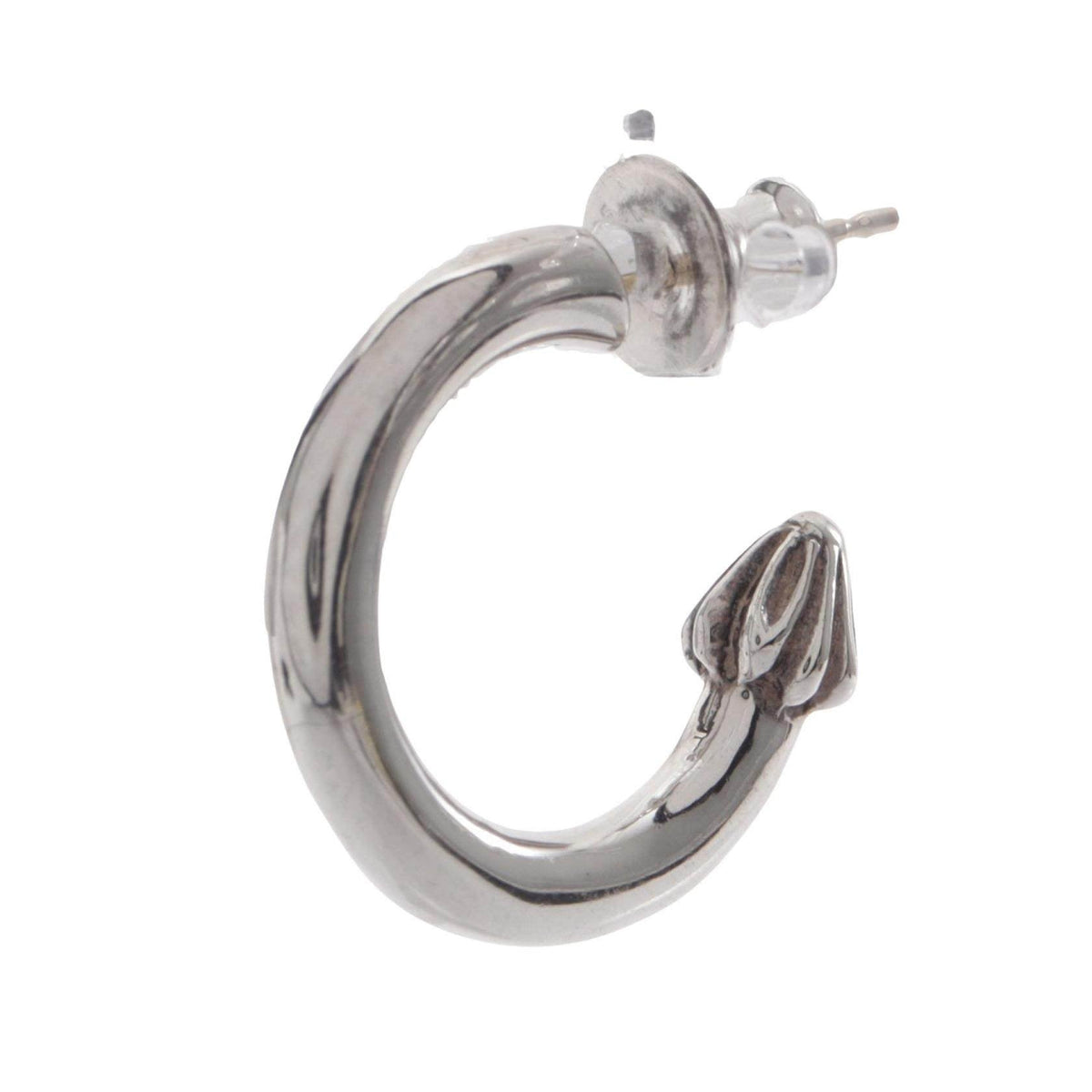 Chrome Hearts Plain Sterling Silver Hoop Earrings – front view