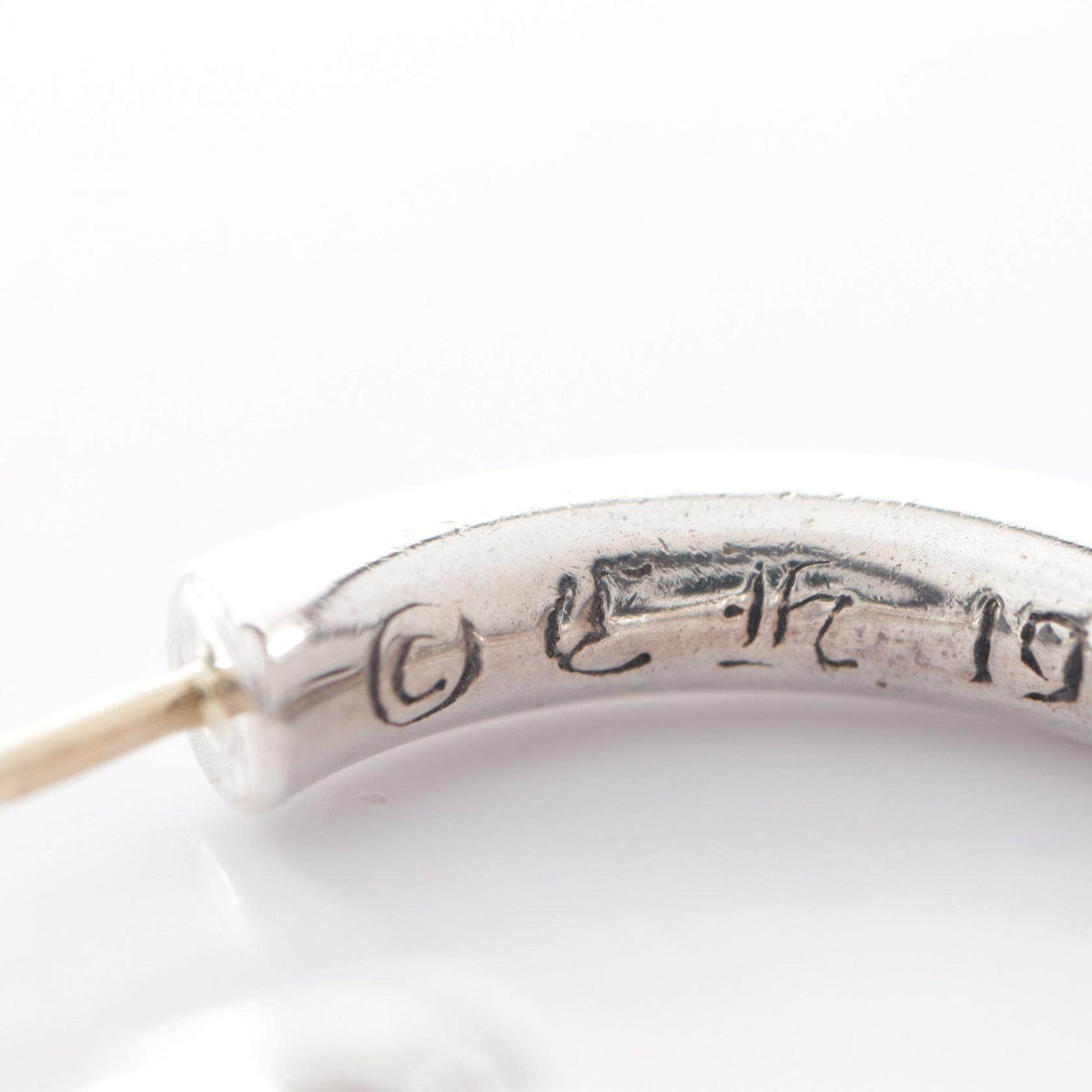 Chrome Hearts Plain Sterling Silver Hoop Earrings – back and fastening