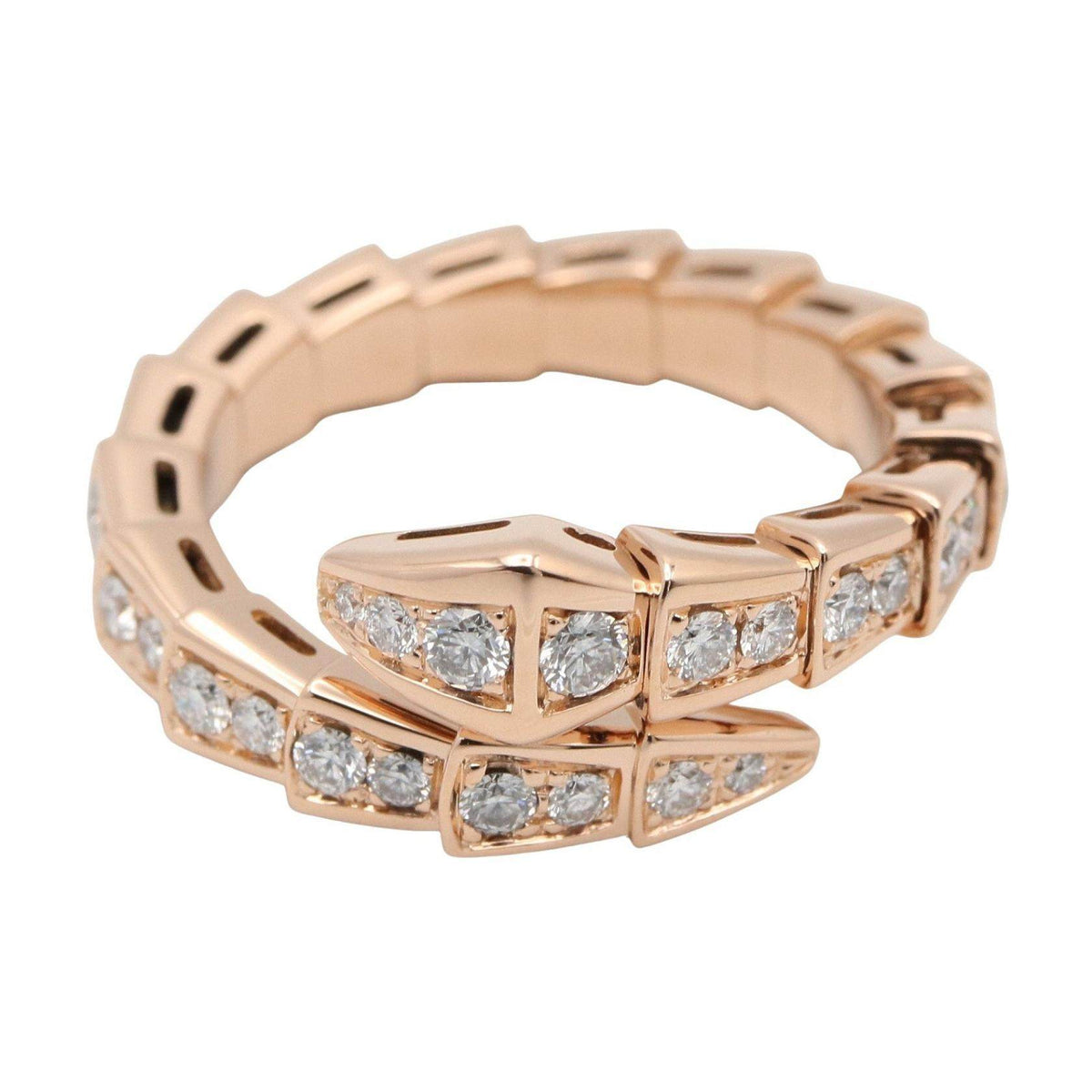 Bulgari Serpenti Viper 18K Rose Gold Diamond Ring – side view