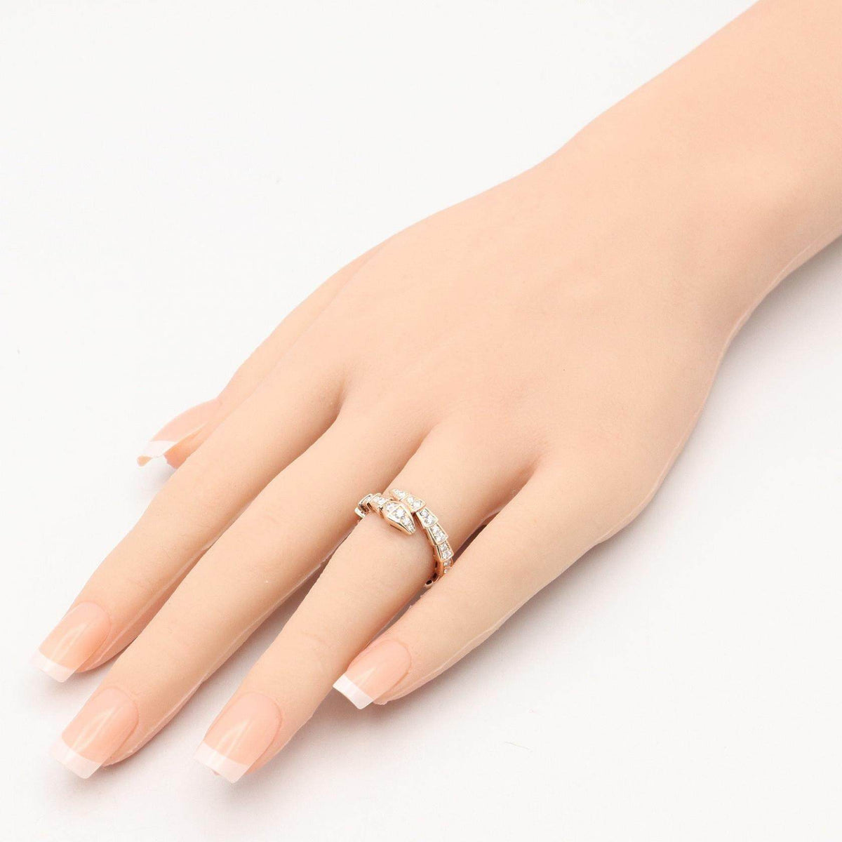 Bulgari Serpenti Viper 18K Rose Gold Diamond Ring – close-up