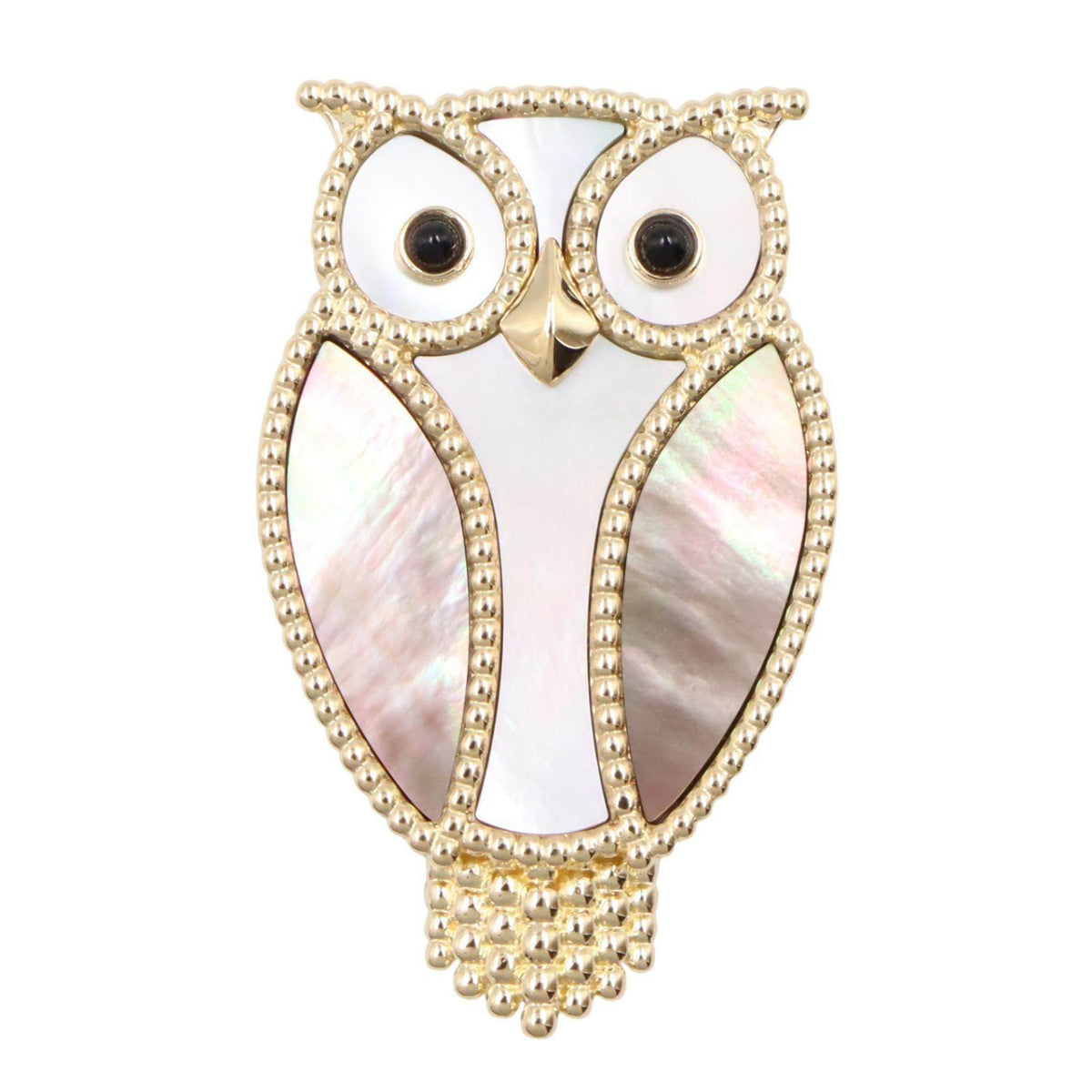 Van Cleef & Arpels Lucky Animals Owl 18K Yellow Gold Brooch – detail view