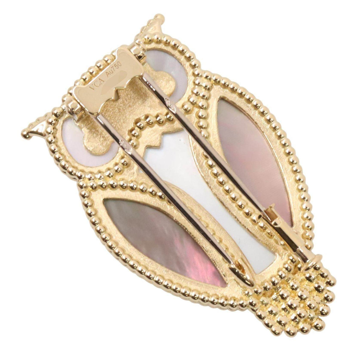 Van Cleef & Arpels Lucky Animals Owl 18K Yellow Gold Brooch – reverse and pin