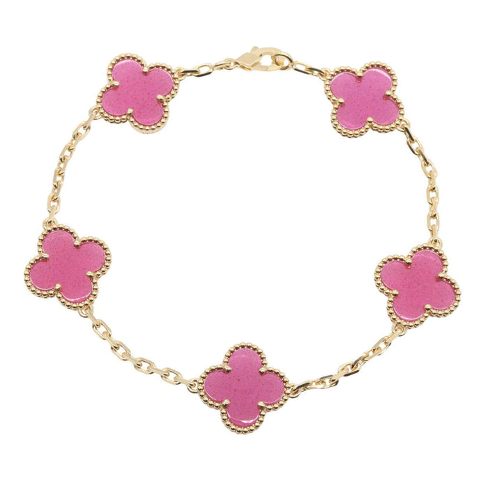Van Cleef & Arpels Vintage Alhambra enamel 18K Yellow Gold Bracelet – front view