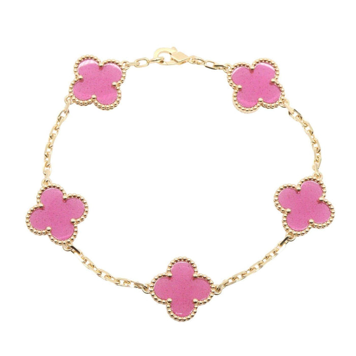 Van Cleef & Arpels Vintage Alhambra Enamel 18K Yellow Gold Bracelet – front view
