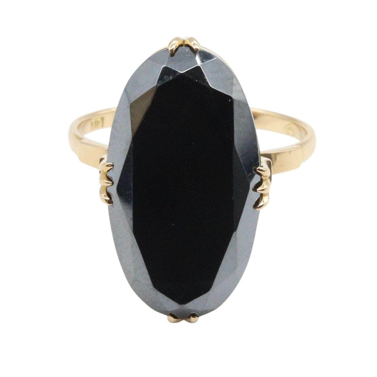 18K Yellow Gold Gemstone Ring – side view