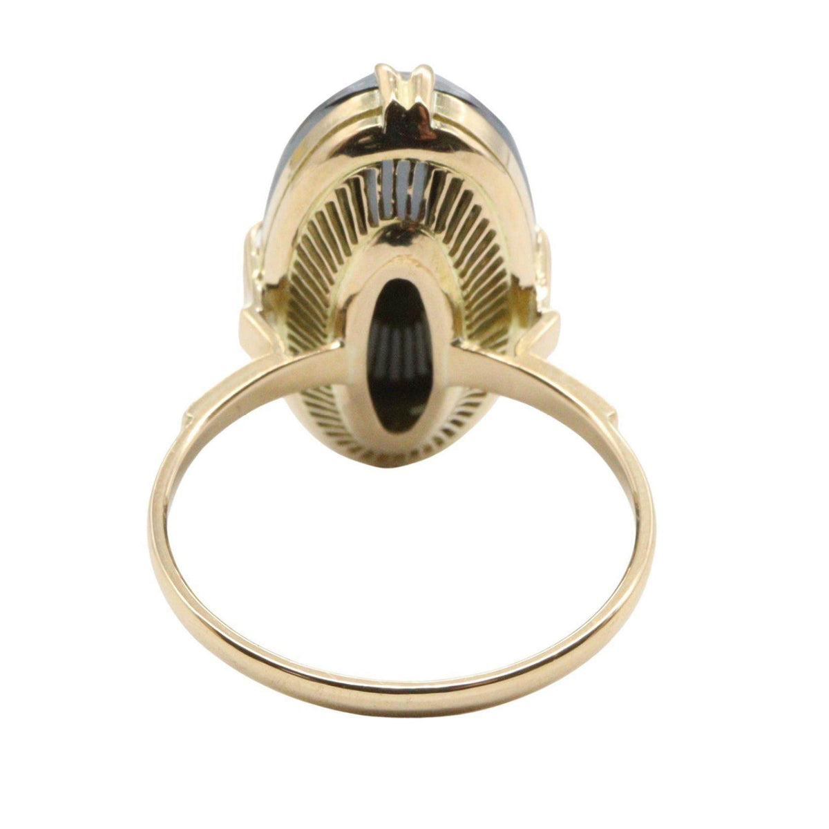 18K Yellow Gold Gemstone Ring – top view