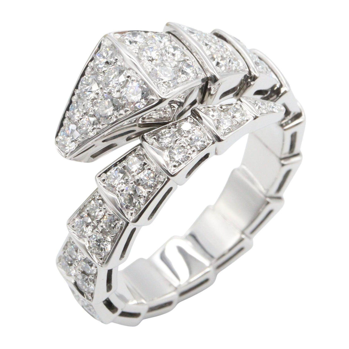 Bulgari Serpenti Viper 18K White Gold Diamond Ring – front view