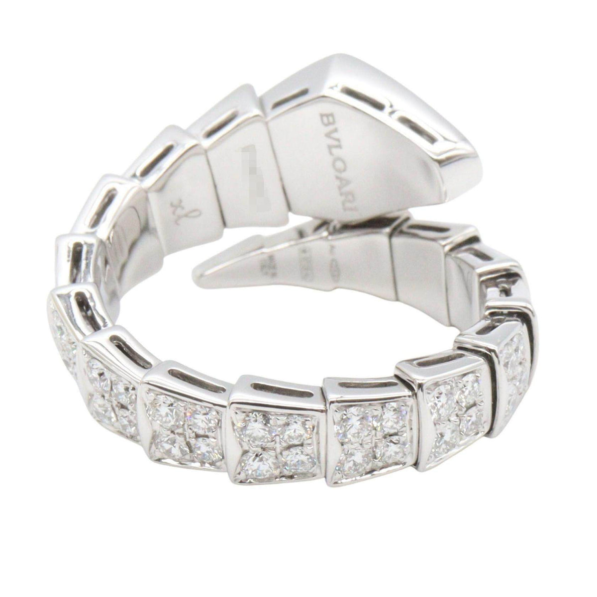 Bulgari Serpenti Viper 18K White Gold Diamond Ring – top view