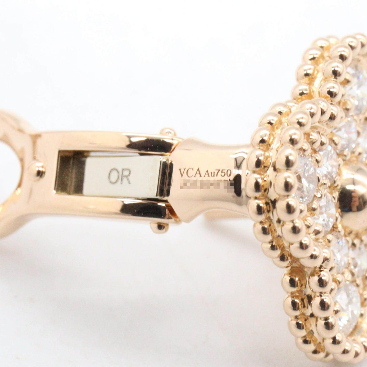 Van Cleef & Arpels Vintage Alhambra 18K Rose Gold Diamond Earrings – back and fastening