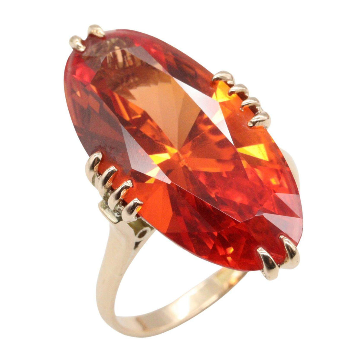 18K Yellow Gold Gemstone Ring – front view