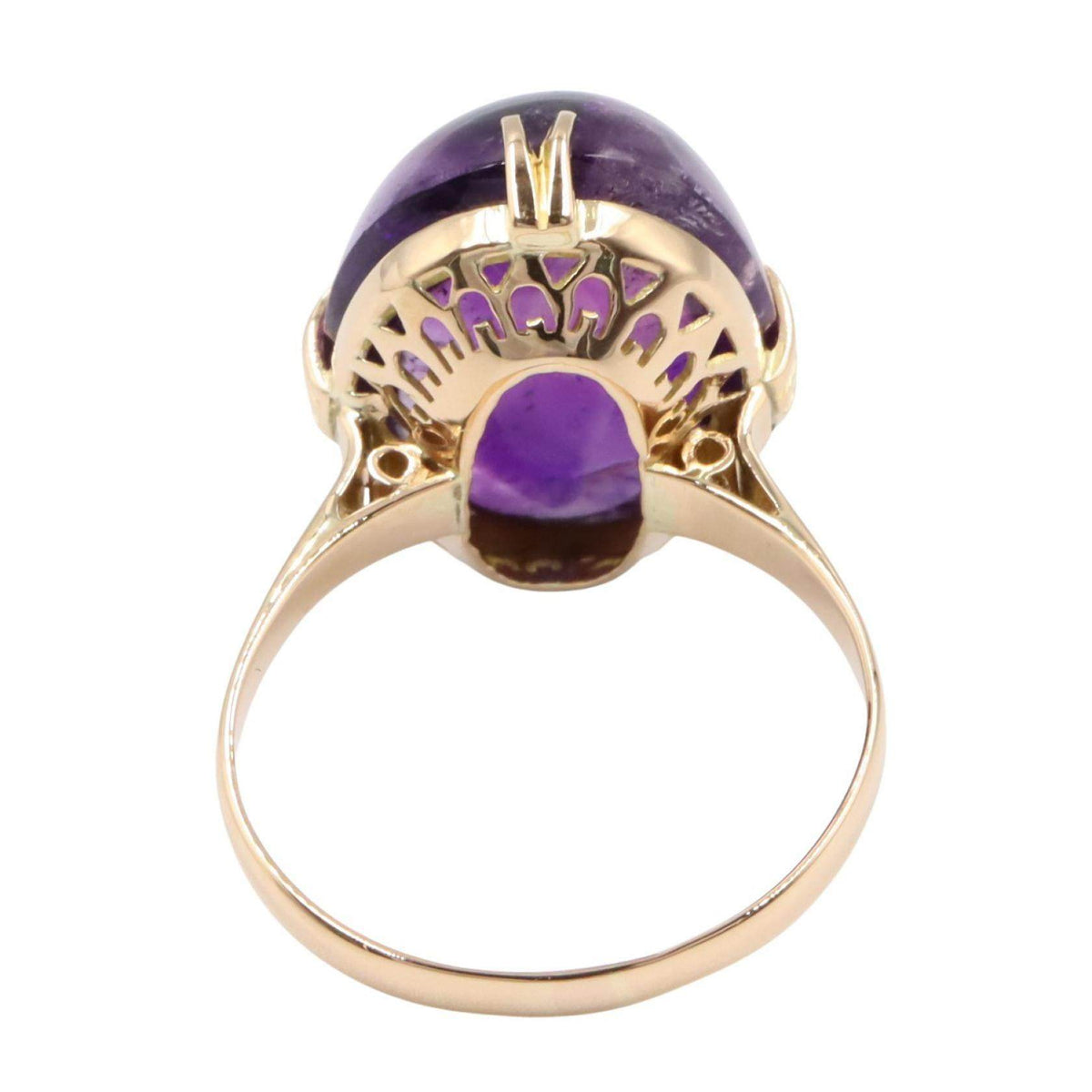 18K Yellow Gold Gemstone Amethyst Ring – top view